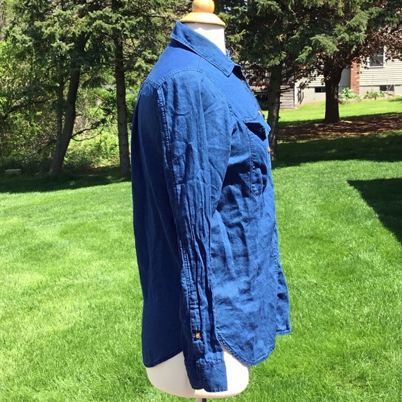 J. Crew Factory Tops J Crew Indigo Gauze Popover Shirt Poshmark